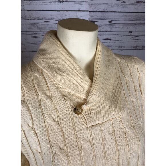 Tommy Hilfiger Men's Shawl Collar Cream Pullover Sweater Luxury Knit size XL - Picture 5 of 11